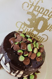 30th birthday chocolate drip cake